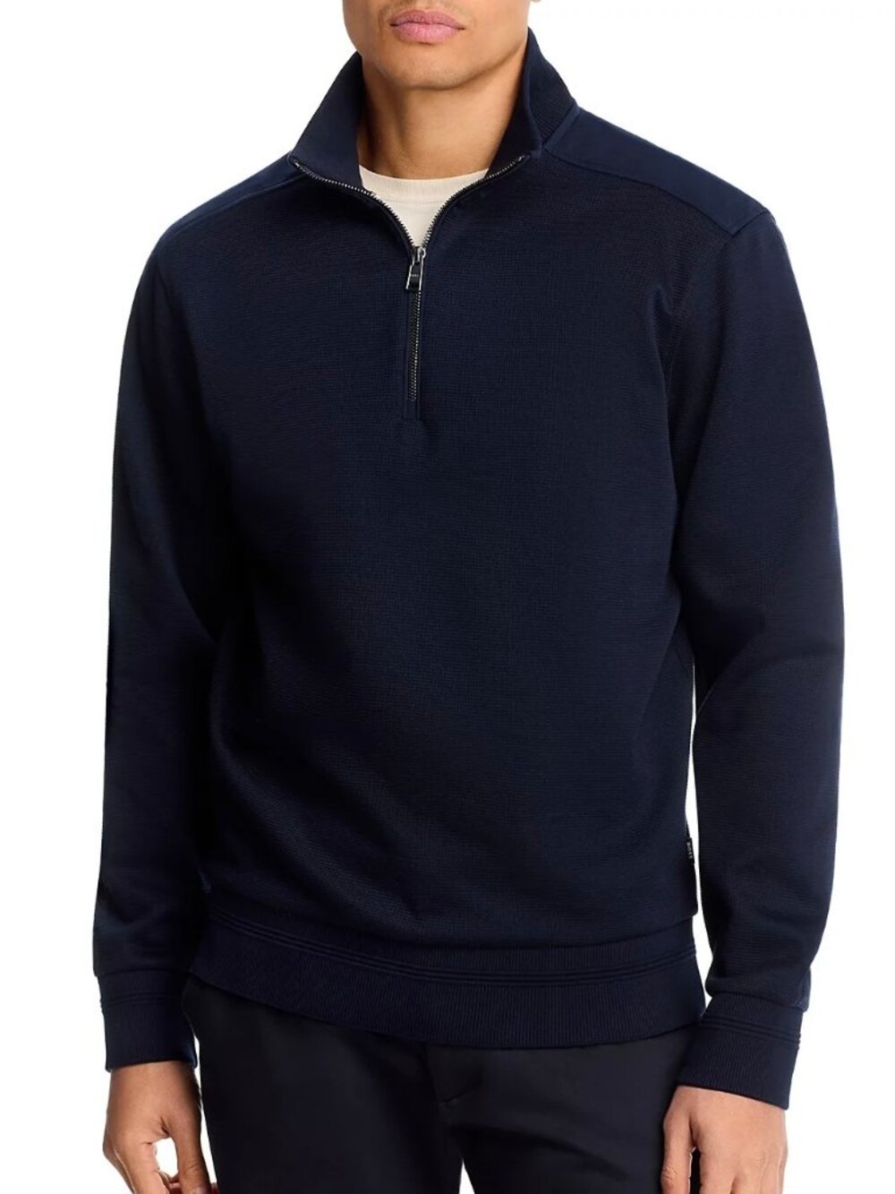Hugo Boss Men's BOSS H Sidney 1/4 Zip Mercerized Pullover Sweater Dark Blue M